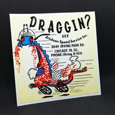 Draggin Vintage Style Decal Vinyl Sticker Rat Rod Drag Racing