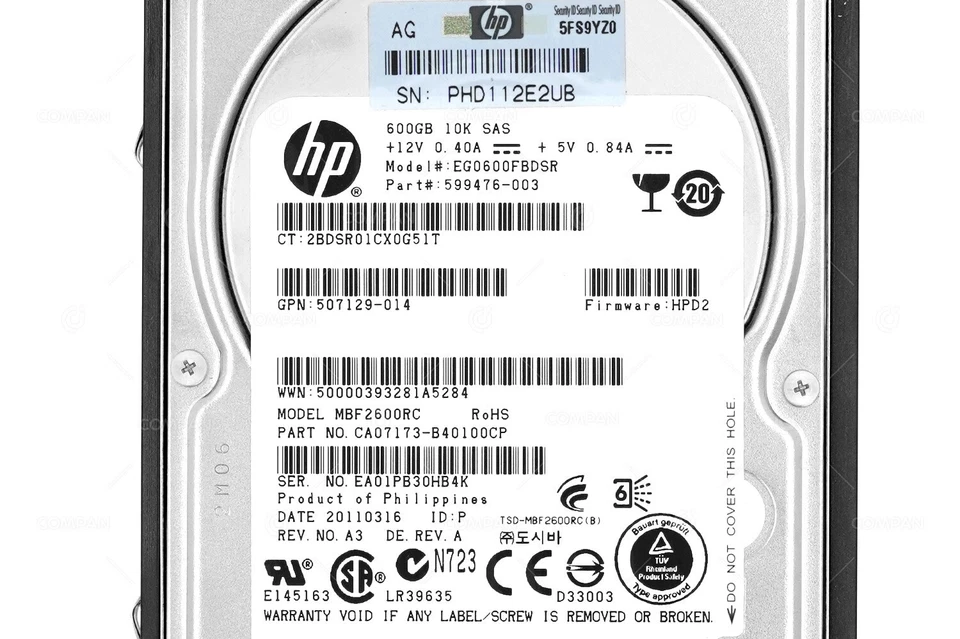 581311-001 HP HDD 600GB 10K SAS 6G 2.5" SFF HOT-SWAP - Immagine 4 di 4