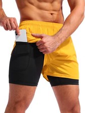 Men  s 2 in 1 Running Shorts 5" Quick Dry Gym Athletic Workout Shorts for Men ...