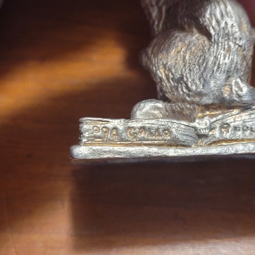 Vintage 1994 Gallo Ridolfi Pewter Winged Cat On Spell Book with Crystals 8261 - Picture 10 of 12