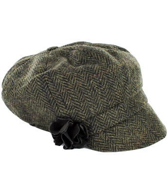 Mucros Green Tweed Wool Hat Leather Flower Womens M/Large  display picture 1