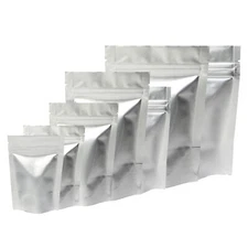 100 Heavy Duty Silver Aluminum Foil Stand-Up Food Storage Zipper Lock Pouch Bags