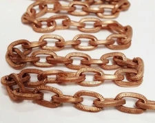  3 Feet Vintage Copper Coated Steel Thick Chunky Knurled Oval Cable Chain M156