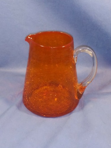 Vintage Blenko 4,5" Orange Crackle Glas Krug Amberina - Bild 1 von 5
