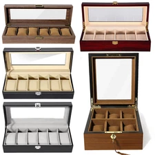 3/6/10/12/24Slots Watch Box Watch Case Organizer Watch Jewelry Display Case Gift