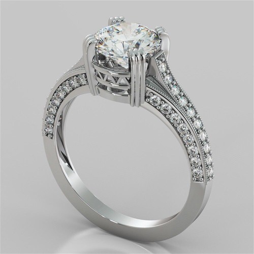 1.30 Ct Lab Created Diamond Engagement Bridal Ring 925 Sterling Silver Size 8.5 - Picture 3 of 7