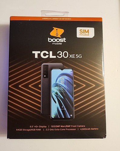 BOOST MOBILE TCL 30XE 5G 64 GB, Black Prepaid Smartphone NEW & SEALED SHIPS FREE - Afbeelding 1 van 5