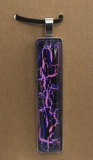 Handmade Antique Silver Hand Painted Glass Pendant 2 Rectangle Bar New 2248