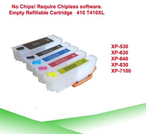 410 T410XL Refillable Ink Cartridge No Chip for XP-530 / 630 / 635 / 640 / 830 - Picture 4 of 7