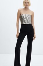 Mango Strapless Jumpsuit With Sequins Details 