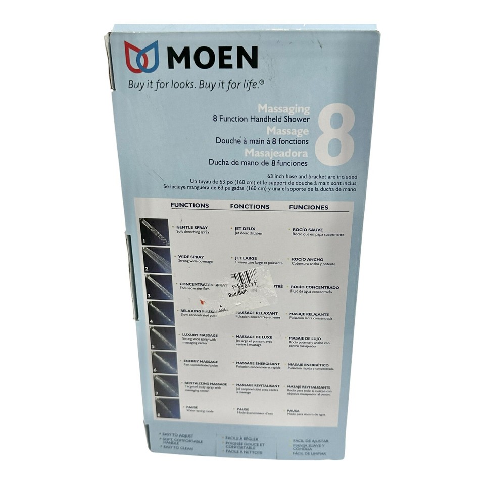 Moen Adler Glacier 21030w 8 Function Handheld Shower Head Massager eBay