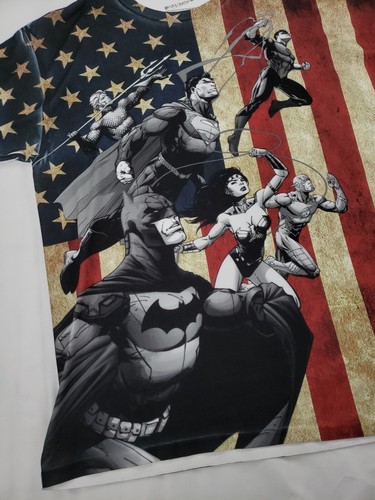 Justice League Short Sleeve T-Shirt Large Stars and Stripes DC Characters - Picture 4 of 16