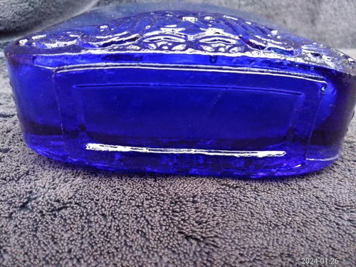 Vidrios De Levante (GOOD COND) 18cm 7" Cobalt Blue Glass Bottle Flask Hand Blown - Picture 10 of 13