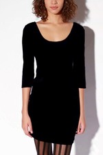 Urban Outfitters Sparkle & Fade 3/4 Sleeve Bodycon Short Dress Black Velvet S