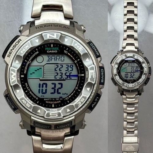 Casio Pro Trek Digital Watch PRW-2500T-7JF Titanium Solar Triple Sensor Silver - Picture 5 of 19