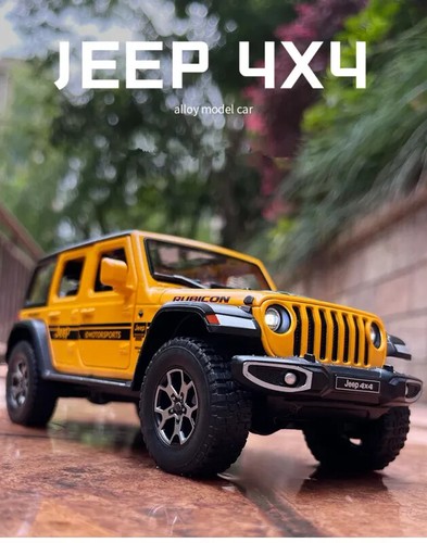 1:22 Jeeps Wrangler Rubicon Diecast Car Model With Sound & Light Kids Toy Gift - Picture 7 of 28
