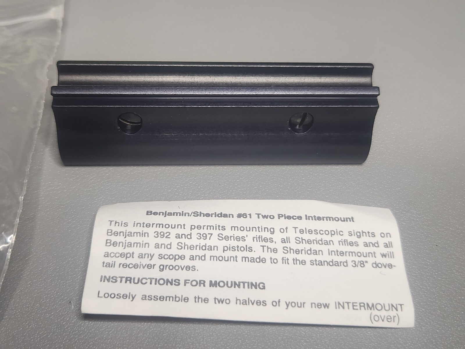 Factory Intermount Scope Mount Benjamin 342, 392, Sheridan Blue Streak