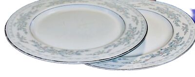 VINTAGE SOMERSET BY EXCEL Blue and Pink Floral Design Platinum Trim Dinner Plate
