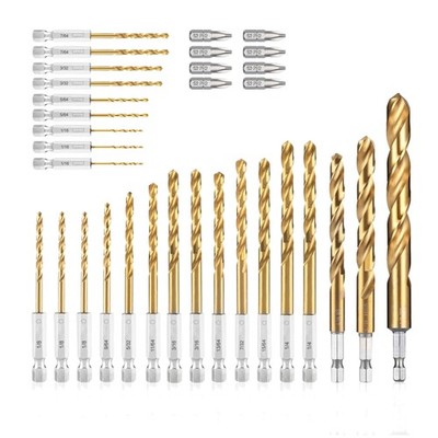 33pcs Titanium Impact Drill Bit Set with Quick Change Design