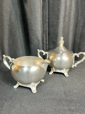 International Silver Co 2 Piece Vintage Silver Plated Creamer Sugar Bowl Set