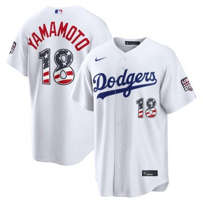 Men's Los Angeles Dodgers White USA 250 Fourth of July Home Stadium stitched!!