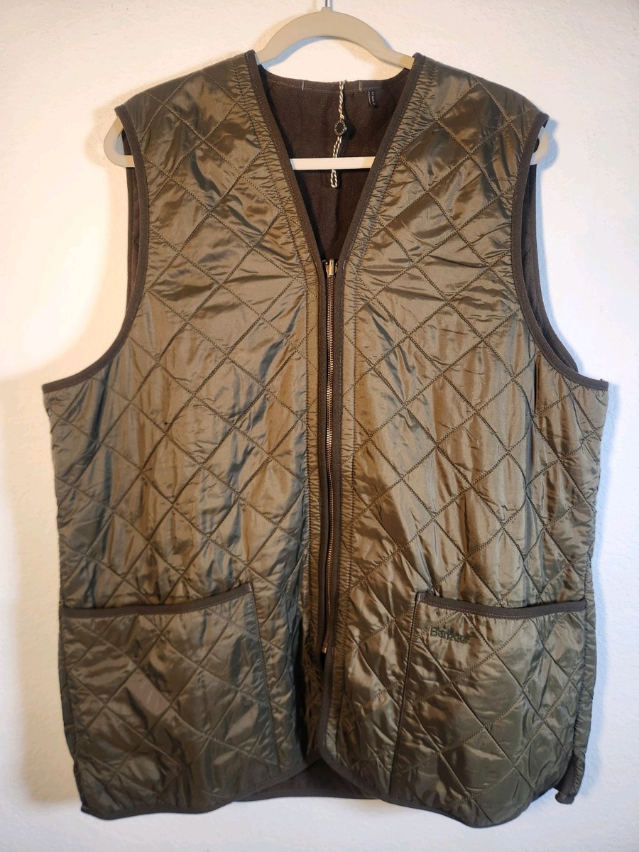 Barbour Mens Polarquilt Zip-in Liner Vest Dark Olive Size XL