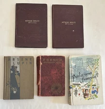 1889-1958 HC LOT TEACHING FRENCH 2 ENG SPKRS BERLITZ FRNCH w/o TOIL ARSÈNE LUPIN