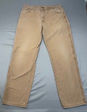 Dickies Men's Relaxed Fit Carpenter Work Pants 34x32 Khaki Cotton