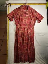 Vintage   Shirt Dress Folk Paisley Pleated S/m Cottagecore Peasant 