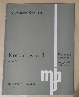 Alexander Scriabin Piano Score F-sharp Minor Op.20 2-Piano, Slight Wear