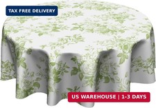 Kawani Sage Green Flowers Tablecloth Green Leaf Round Tablecloth 60 Inch Olive G