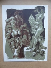 Willi Sitte Farblitho „Zwei Paare“, 1986, Signiert.