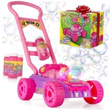 Extreme Bubble Lawn Mower for Toddlers 1-3, Spill-Proof Kids Bubble Pink