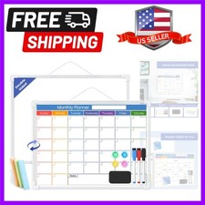 Whiteboard Calendar for Wall,16" x 12" Hanging Dry Erase Calendar Board, Mont...