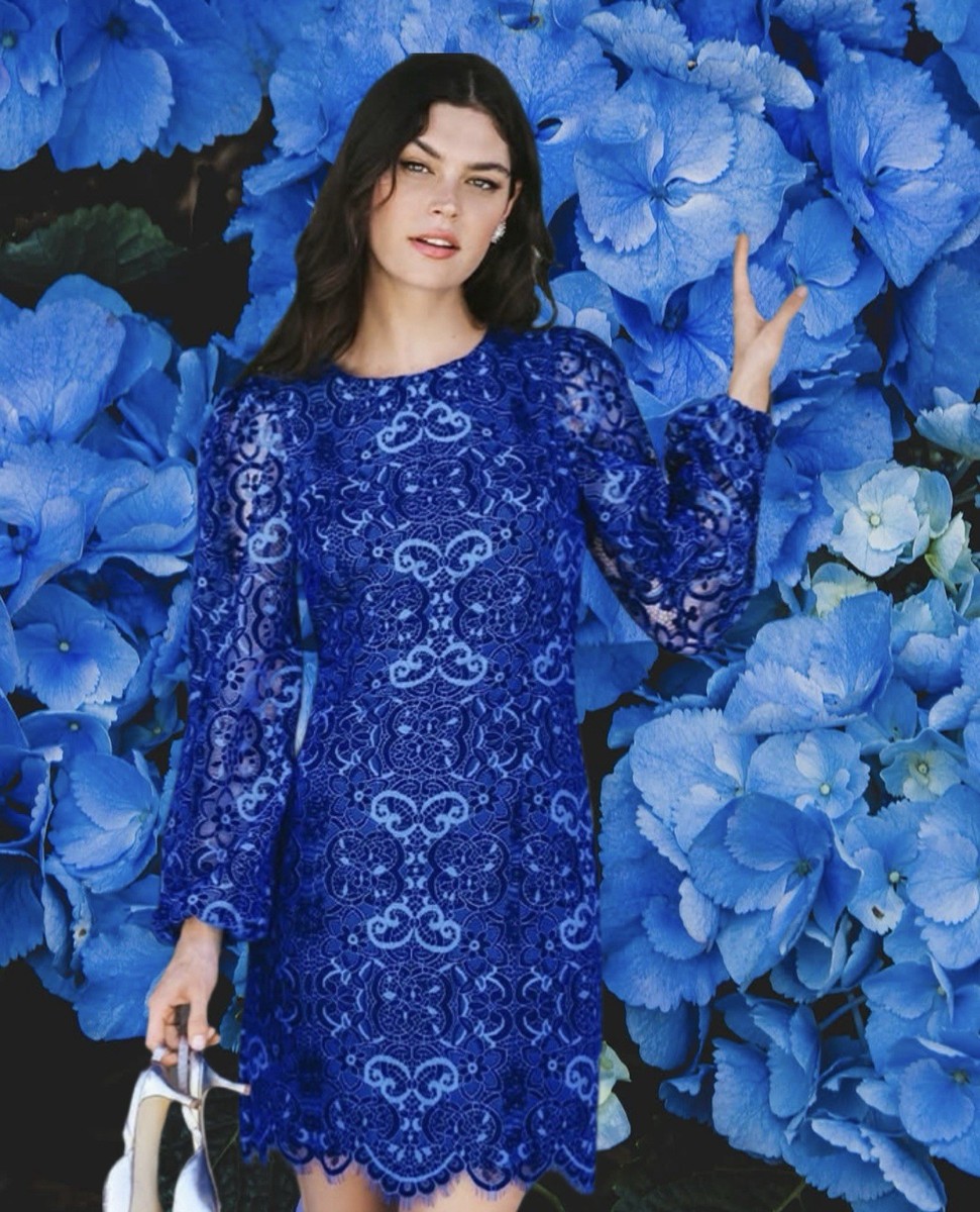 Lilly Pulitzer Georgi Lace Long Sleeve Dress in Boca Blue Two Tone Lilly Pulitzer Georgi Lace Long Sleeve Dress in Boca Blue Two Tone