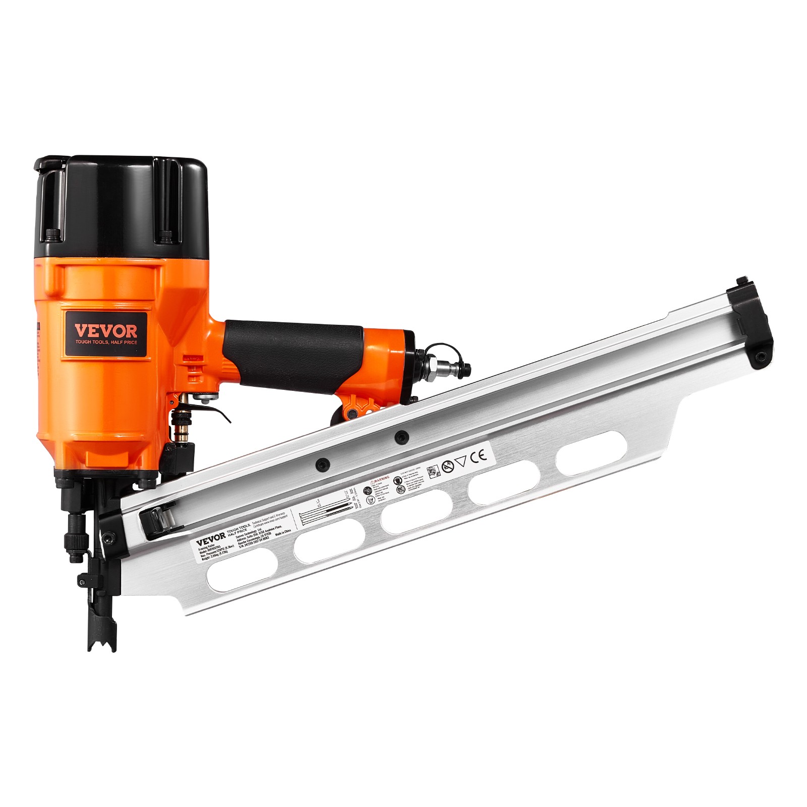 VEVOR Framing Nailer 2" to 3-1/2" 21&deg; Full Round Pneumatic Nail Gun 80-120PSI