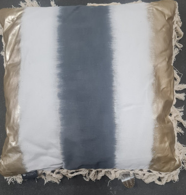 Deko-Kissen Gold/Beige/black 50x50, Handarbeit,Reißverschluss,Franse,versandfrei