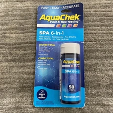 AquaChek Spa 6-in-1 Pool Spa Test Strips 50 Count Water Chemical Kit Tester
