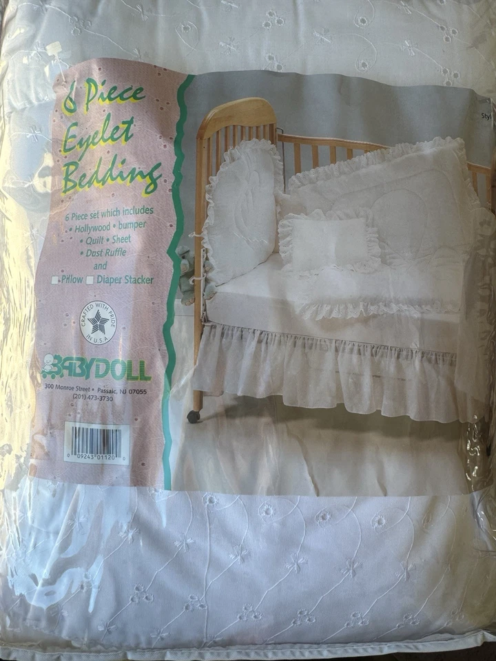 NUEVO De Colección 6 piezas Ojales Acolchado Cuna Ropa de Cama Falda Pañales Apilador Cenefa Casa de Campo Foto 2 de 4