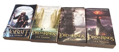 J.R.R. Tolkien The Hobbit + Lord of the Rings Trilogy 4 Paperback Books Set