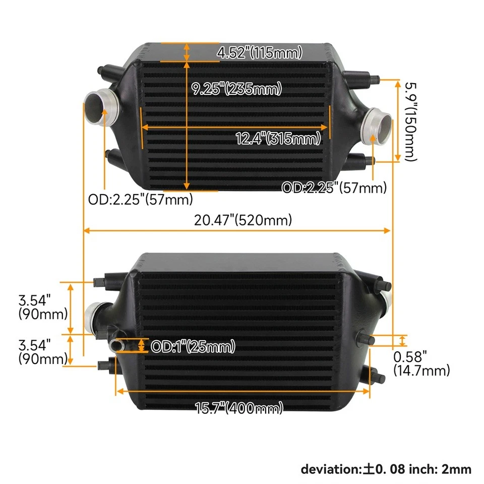 Twin Intercooler Set For Porsche 911 Turbo / Turbo S 991.1 991.2 2013-2019 Black - Imagem 4 de 4