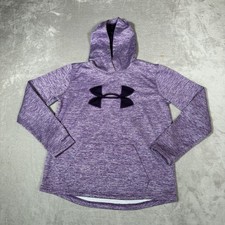 Under Armour Hoodie Girls Small Purple Coldgear Loose Fit Long Sleeve Sweatshirt