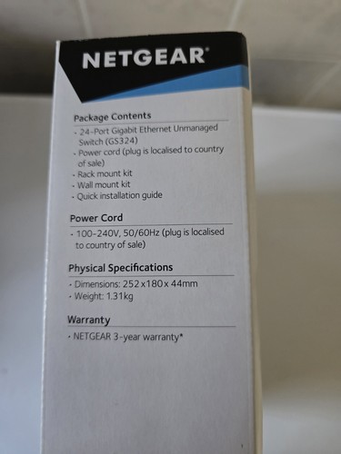 Netgear GS324 24-Port Gigabit Ethernet Unmanaged Switch - Soho Switch Series - Photo 4/4