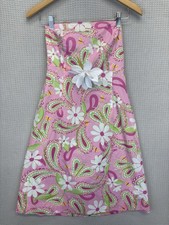 Y2K Vintage Lilly Pulitzer Floral Strapless Dress White Tag Sz 8 Paisley Bright