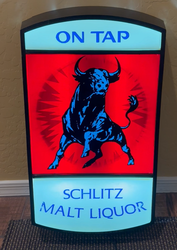 Raro 1970 ON TAP SLITZ MALT LICOR BULL Movimiento Moving Cerveza Bar Pub Letrero ¡GENIAL!! - Vídeo 1 de 1