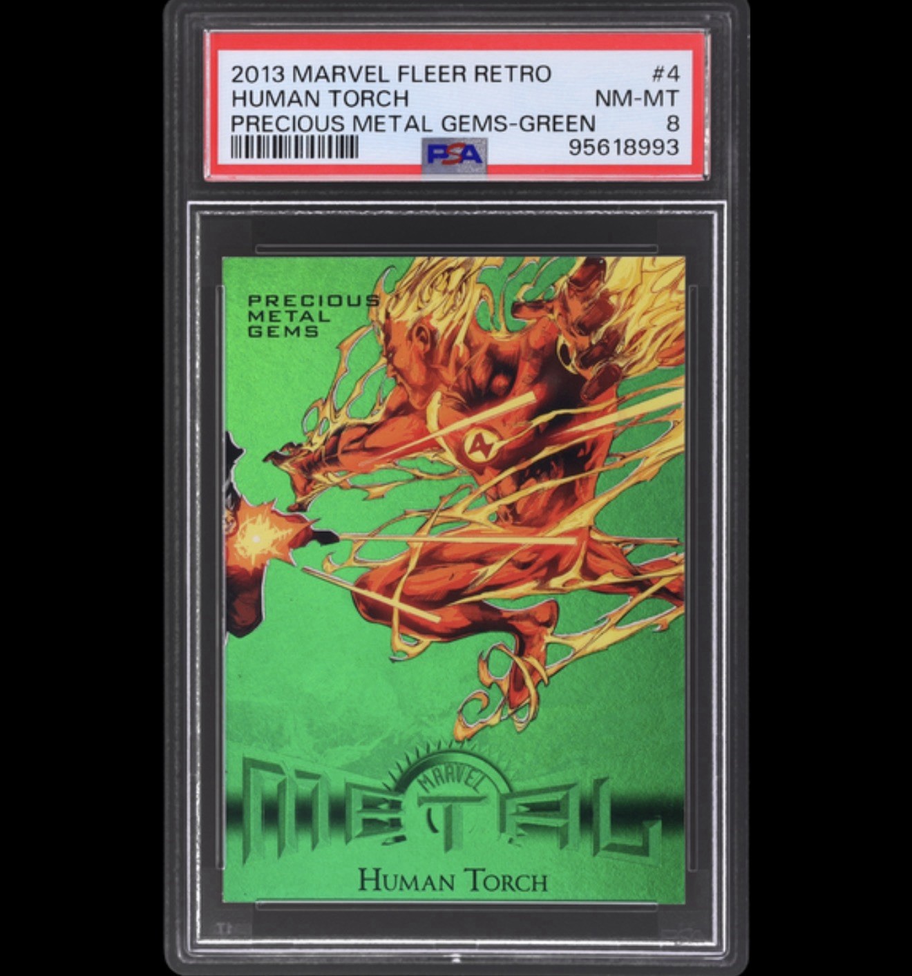 2013 Fleer Retro Marvel Precious Metal Gems PMG GREEN Human Torch /10