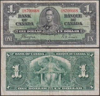 Canada George VI 1 Dollar 1937 VF (small edge split) P 58