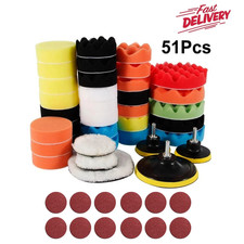 51 PCS Polishing Pads Sponge Waxing Buffing Kit Car Polisher Drill Attachment UK