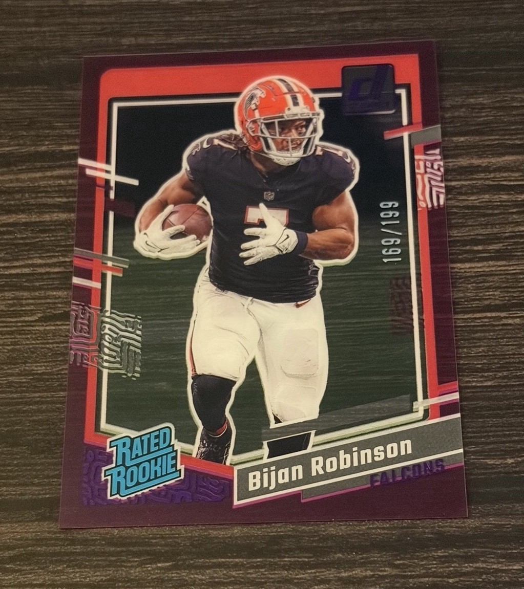 2023 Panini Clearly Donruss Bijan Robinson #53 Purple /199 Atlanta Falcons RC
