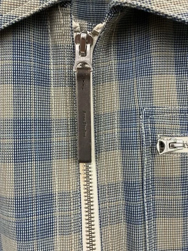 Acne Studios Plaid Jacket Blue & Taupe Two-Way Zipper Size 48 image 11